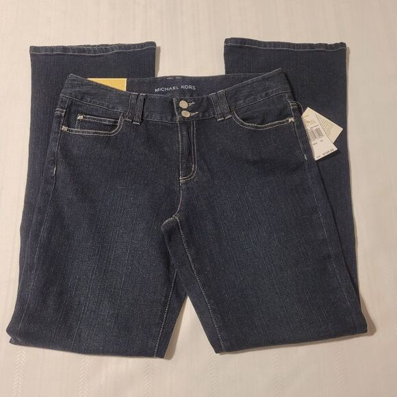 MICHAEL Michael Kors Jeans Y2K Low Rise Boot Cut Denim Stud Sausalito 10 New - Picture 3 of 14